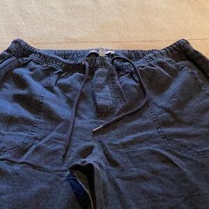 Splendid Blue linen/lyocell pull on pants with drawstring patch pockets back